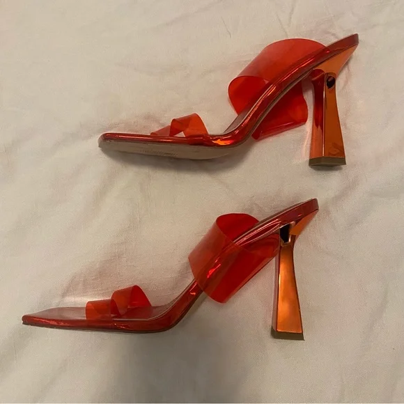 VIVIANLY Clear Pointed Toe Sandals Stiletto Heels Transparent Strap High Heels - Picture 6 of 9